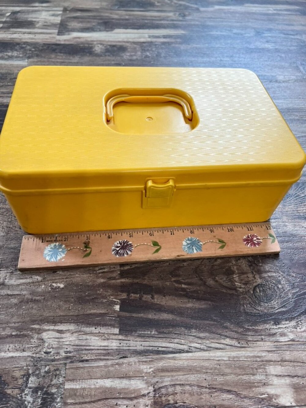 Vintage Wilhold Yellow Retro Sewing Box, Craft Organizer, Jewelry Organizer
